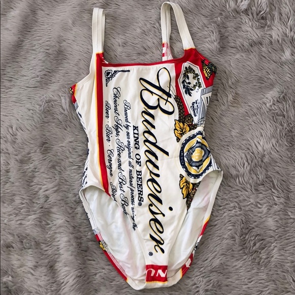 vintage budweiser one piece bathing suit